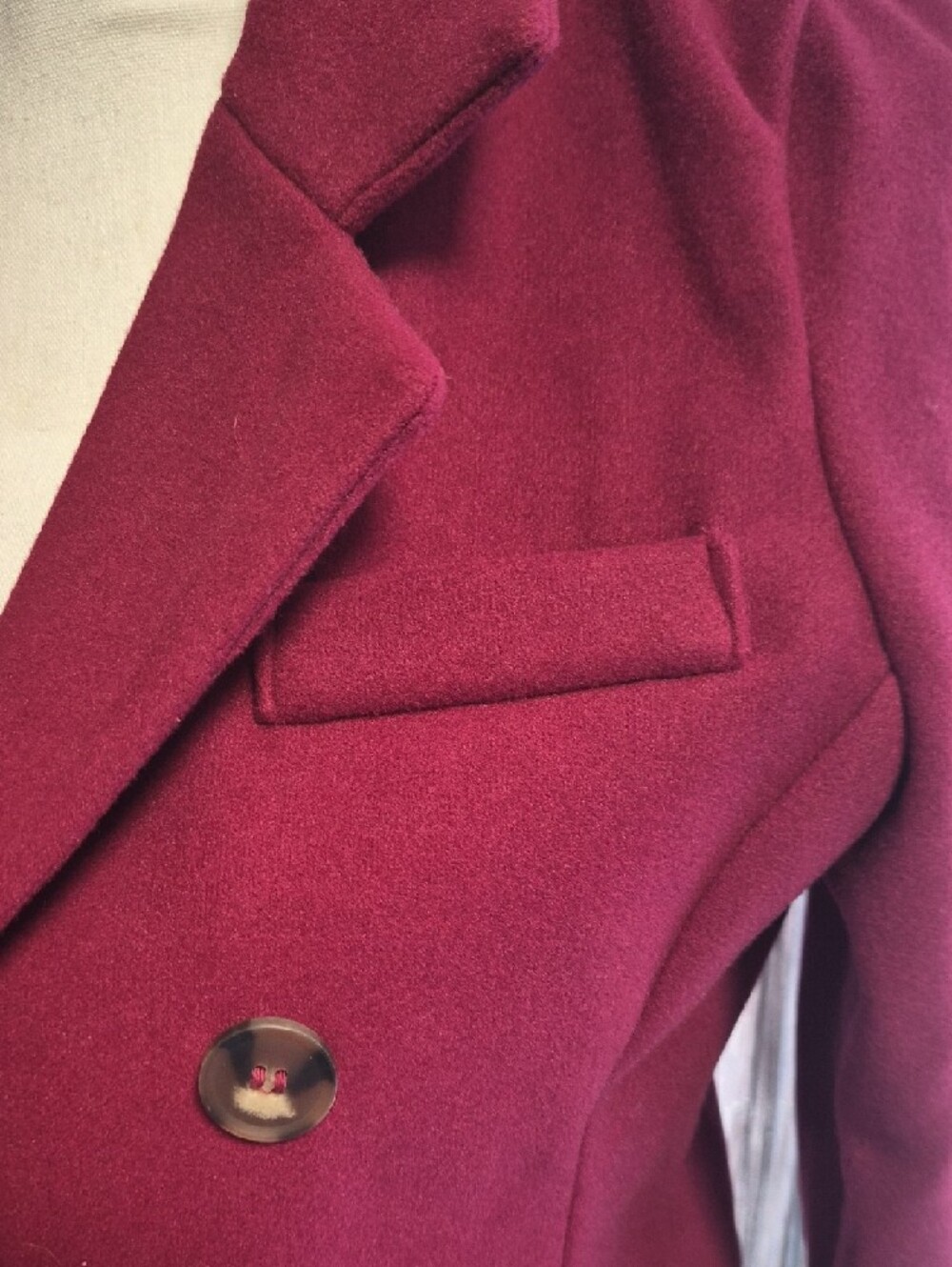 Love Tree Wine  Color Pea Coat - Picture 5 of 9